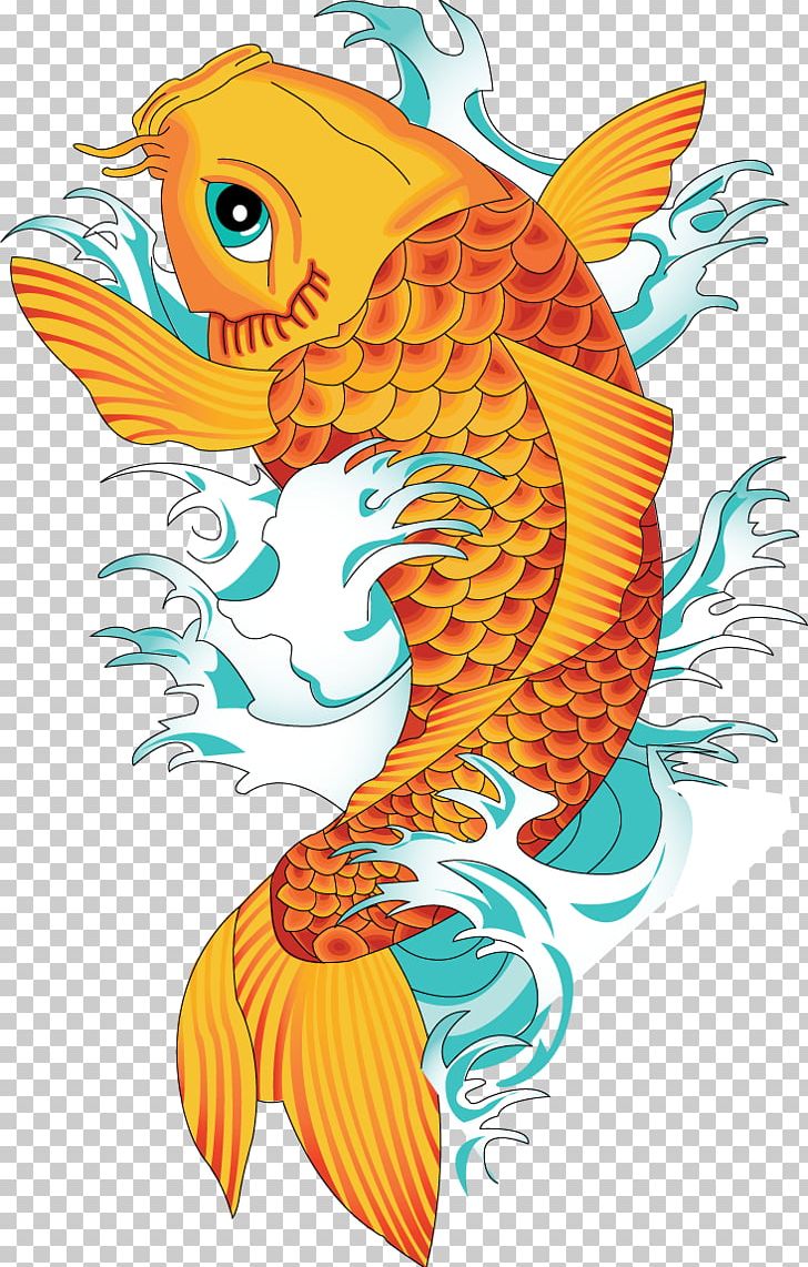 2 koi fish drawing color