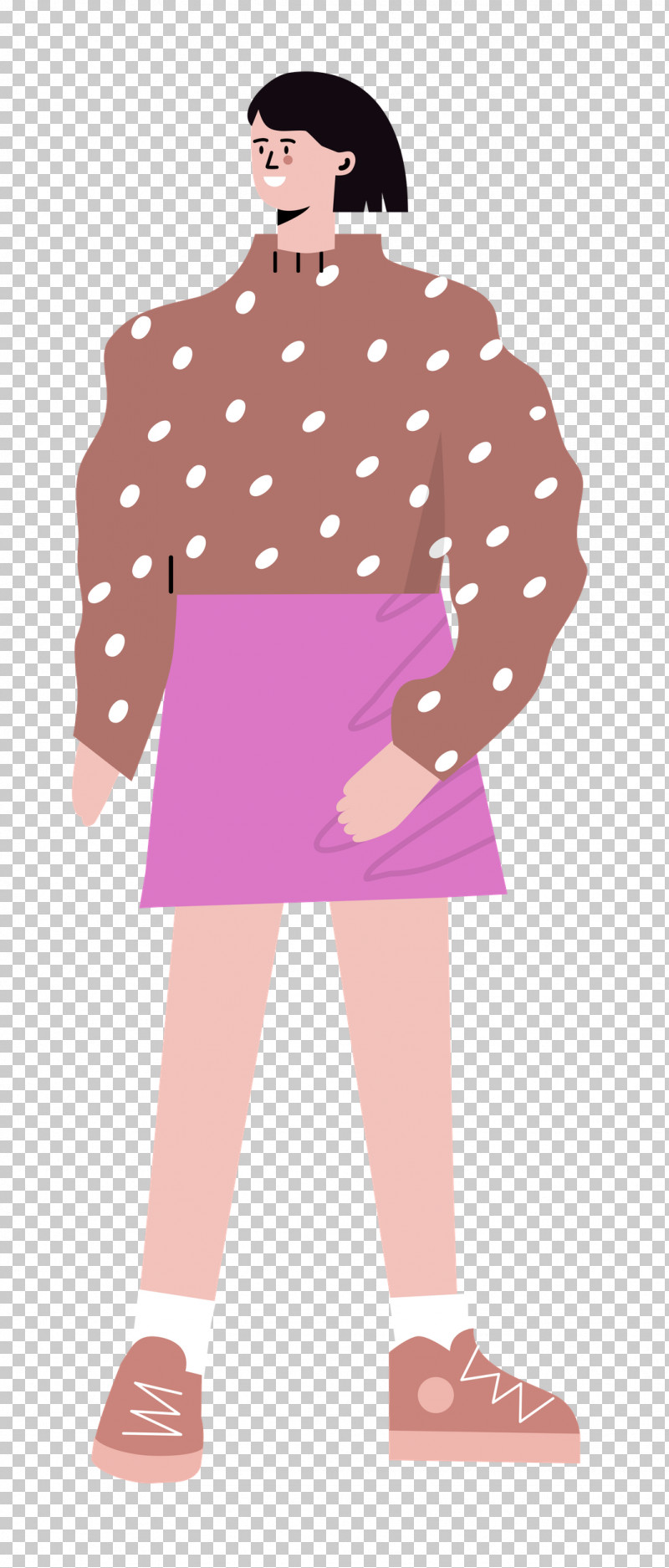 Standing Skirt Woman PNG, Clipart, Clothing, Color, Halftone, Polka Dot, Royaltyfree Free PNG Download