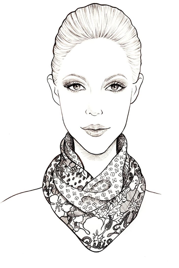Fashion Illustration Drawing Scarf PNG, Clipart, Arm, Art, Artwork, Costume Design, Face Free PNG Download