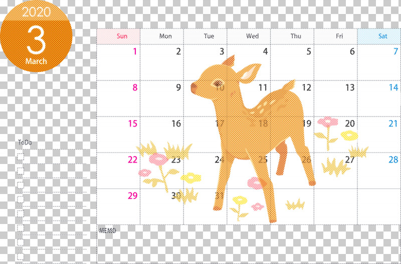 March 2020 Calendar March 2020 Printable Calendar 2020 Calendar PNG, Clipart, 2020 Calendar, Adaptation, Animal Figure, Deer, Fawn Free PNG Download