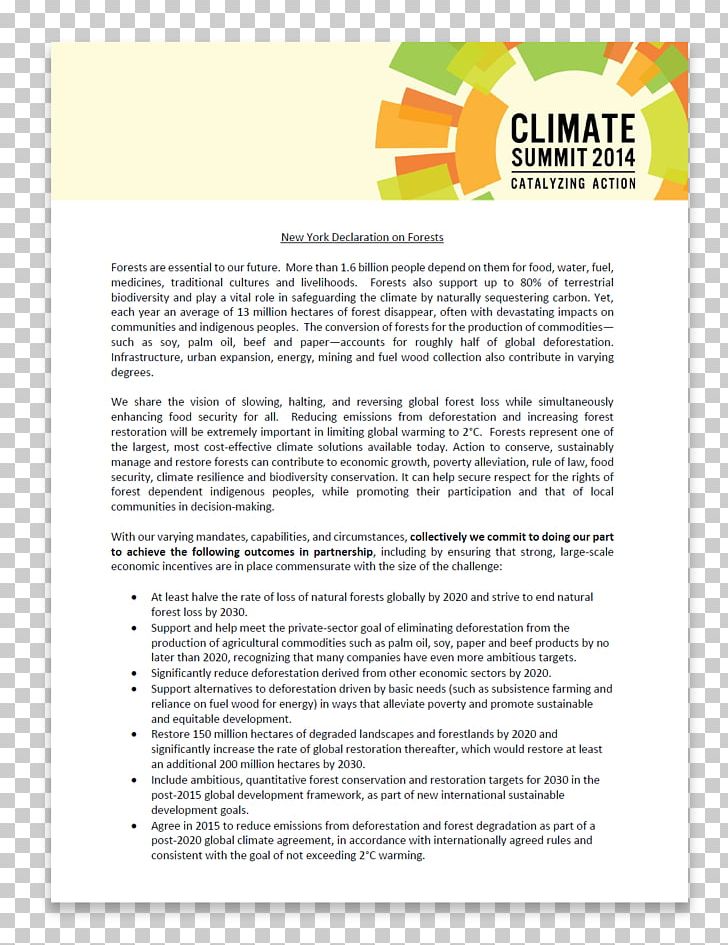 Climate Summit New York Declaration On Forests Food Chain Pollution Global Warming PNG, Clipart, Area, Brochure, Climate, Climate Summit, Food Free PNG Download