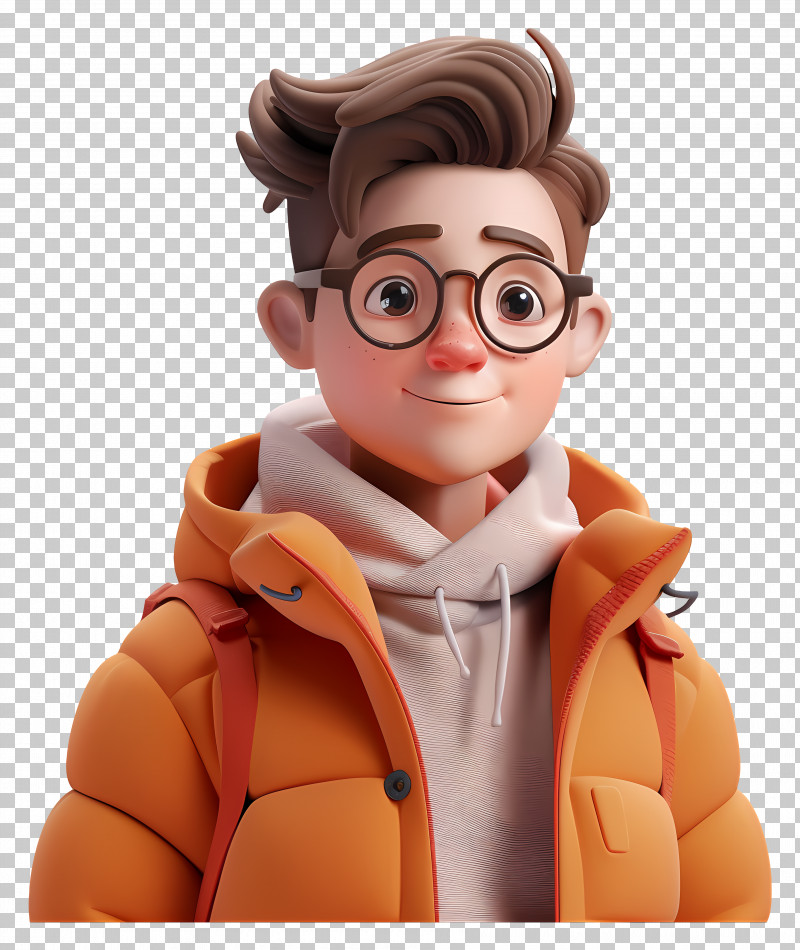 3d Male Avatar - Cartoon Boy With Glasses PNG