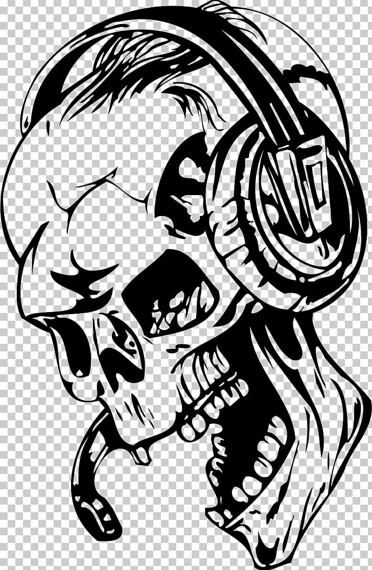Wall Decal Video Game Sticker Disc Jockey Headphones PNG, Clipart, Art, Artwork, Black, Black And White, Bone Free PNG Download