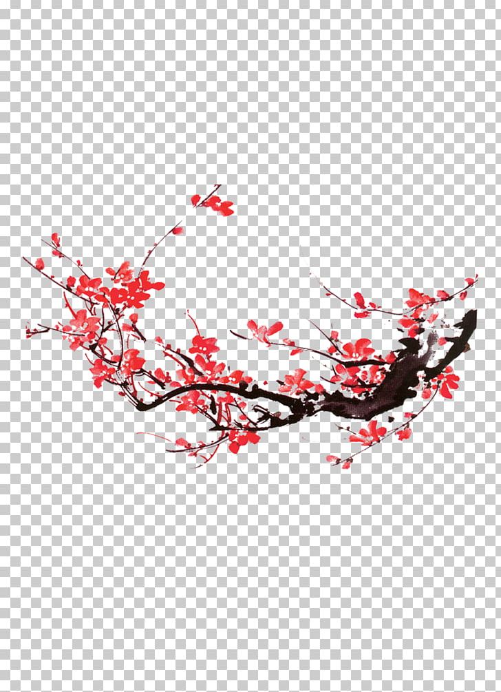 Plum Blossom Ink Wash Painting PNG, Clipart, Art, Character, Cherry Blossom, Chinese Painting, Chinoiserie Free PNG Download
