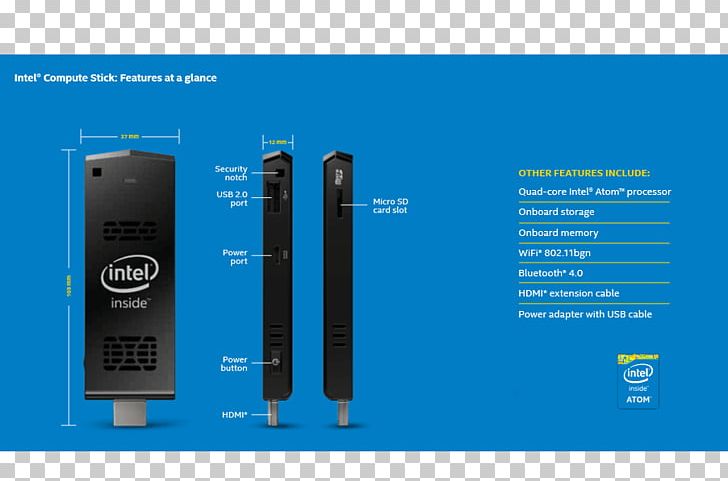 Intel Compute Stick STCK1A Intel Atom Computer PNG, Clipart, Brand, Central Processing Unit, Computer, Electron, Electronics Free PNG Download