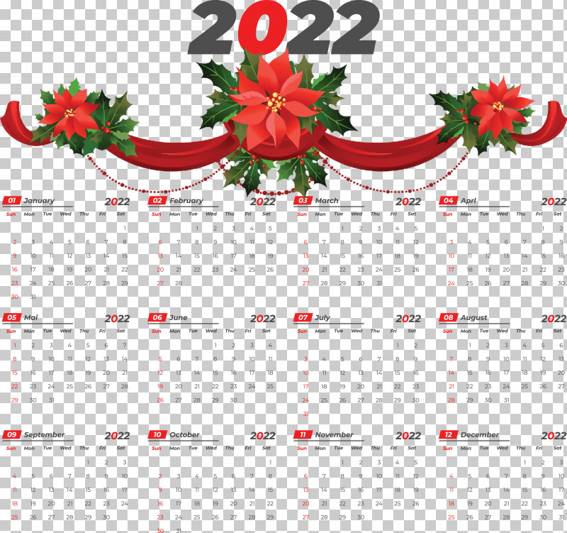 2022 Yeary Calendar 2022 Calendar PNG, Clipart, Christmas Day, Christmas Decoration, Christmas Lights, Garland, Poinsettia Free PNG Download