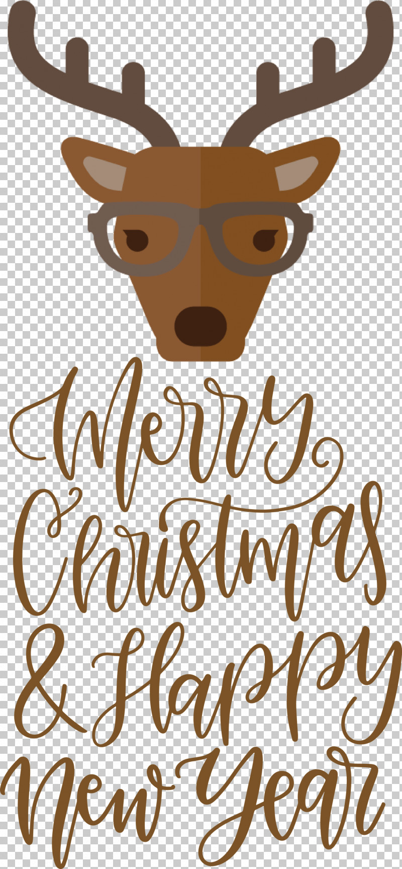 Merry Christmas Happy New Year PNG, Clipart, Antler, Biology, Cartoon, Character, Deer Free PNG Download