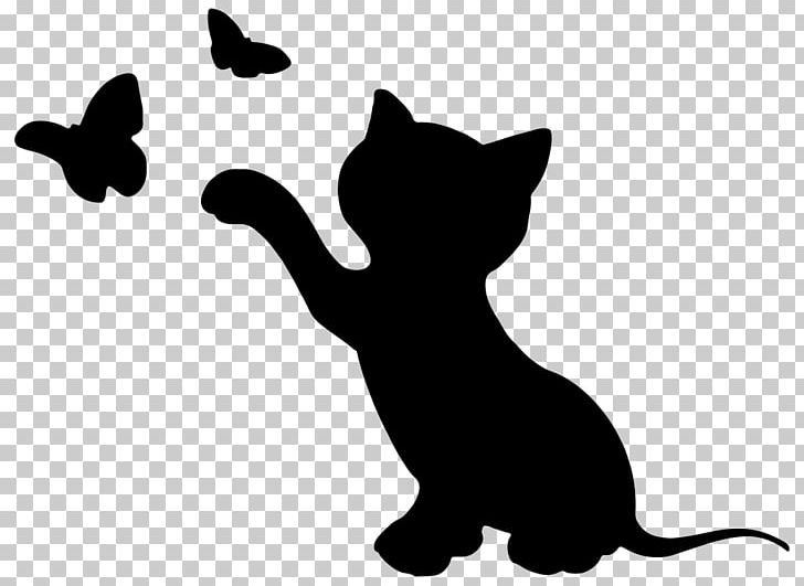 Kitten Cat Silhouette PNG, Clipart, Animals, Black, Black And White, Black Cat, Carnivoran Free PNG Download
