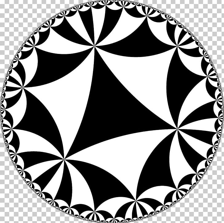 Hyperbolic Geometry Plane Tessellation Triangle Group PNG, Clipart, 666, Area, Black, Black And White, Carrelage Free PNG Download