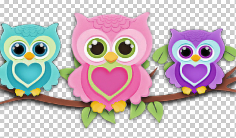 Owl Pink Cartoon Purple Bird Of Prey PNG, Clipart, Animal Figure, Bird, Bird Of Prey, Branch, Cartoon Free PNG Download