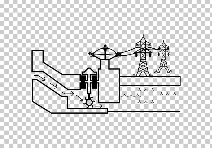Hydroelectricity Hydropower Transmission Tower PNG, Clipart, Angle, Area, Artwork, Black And White, Computer Icons Free PNG Download