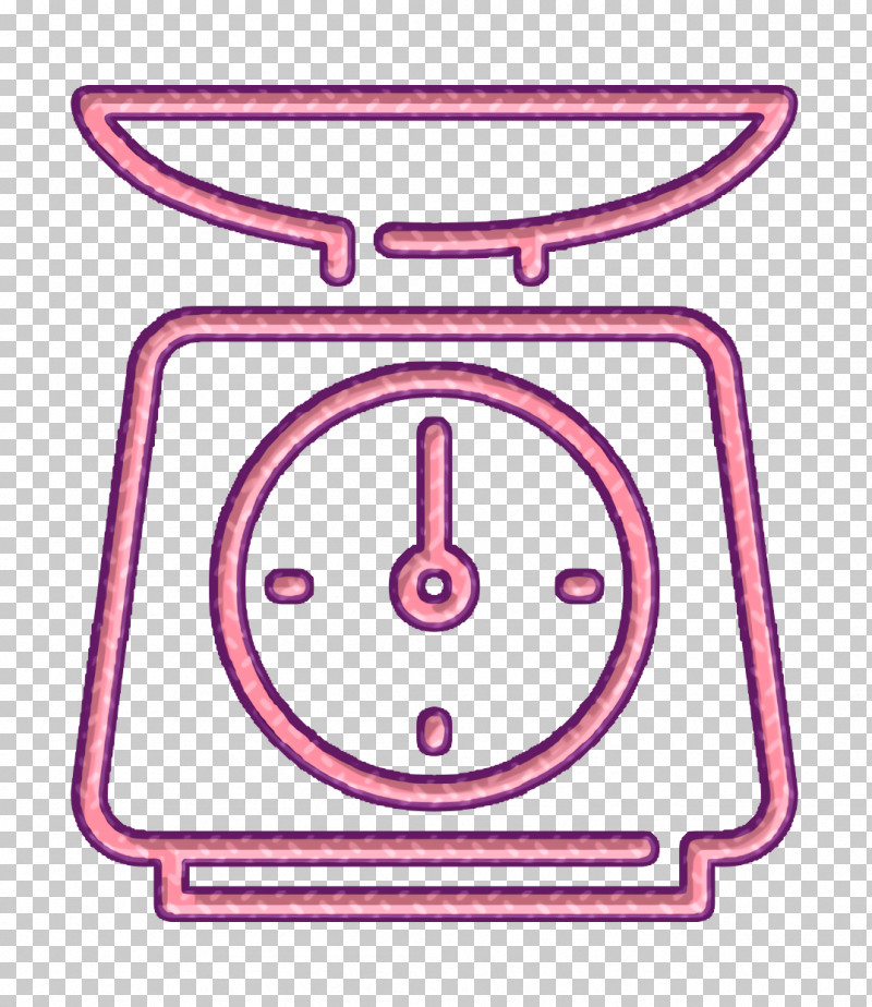 Baby scales. Pink baby icon on a white background, line art vector