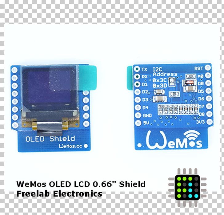 OLED ESP8266 I²C NodeMCU WeMos D1 Mini PNG, Clipart, Arduino, Circuit Component, Communication, Computer Monitors, Electronic Device Free PNG Download