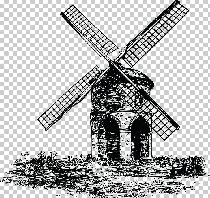 Windmill Wind Power Wind Turbine PNG, Clipart, Artwork, Black And White, Building, Clip Art, Energy Free PNG Download