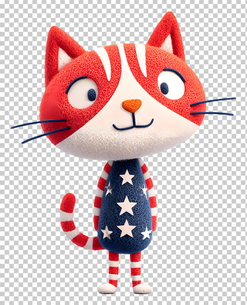 Fourth Of July Cat - Patriotic Cat In Stars And Stripes PNG
