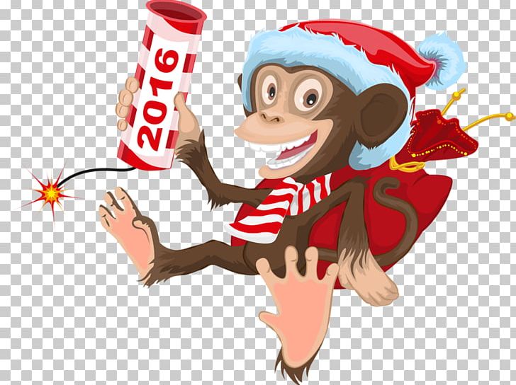 Santa Claus Monkey New Years Day Illustration PNG, Clipart, Animals, Art, Cartoon Monkey, Chinese New Year, Chinese New Year Firecrackers Free PNG Download