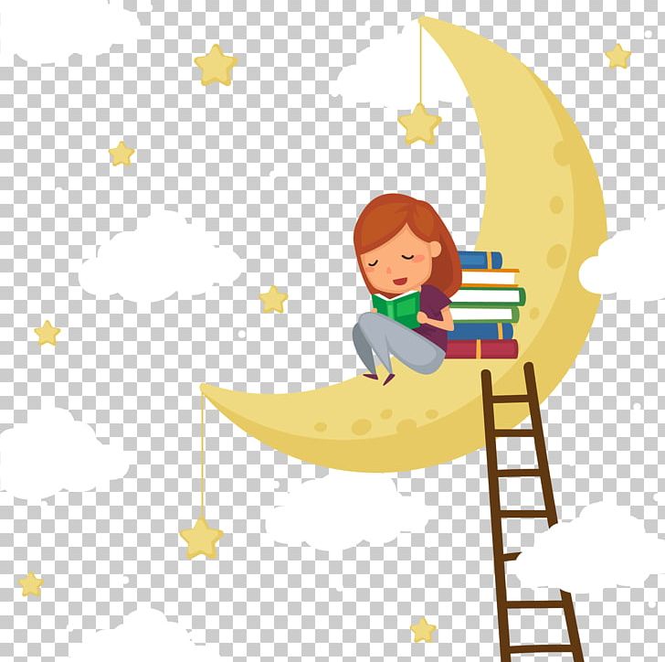 Child Euclidean Reading Moon PNG, Clipart, Anime Girl, Area, Art, Baby Girl, Book Free PNG Download