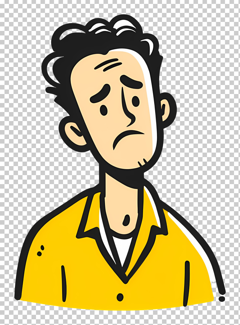 Sad Man Feeling Anxiety - Sad Man Cartoon Illustration PNG