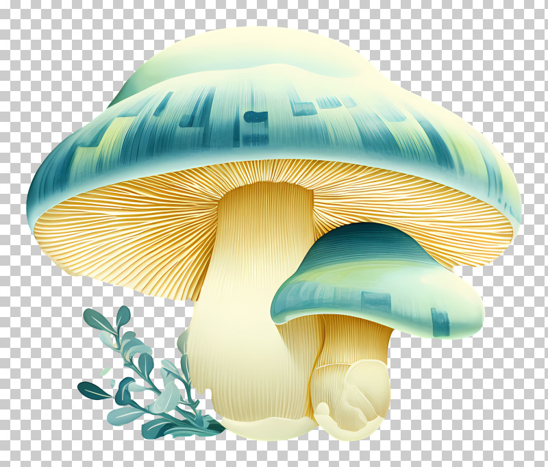 Chinese Style Mushroom - Blue And Yellow Mushrooms Illustration PNG