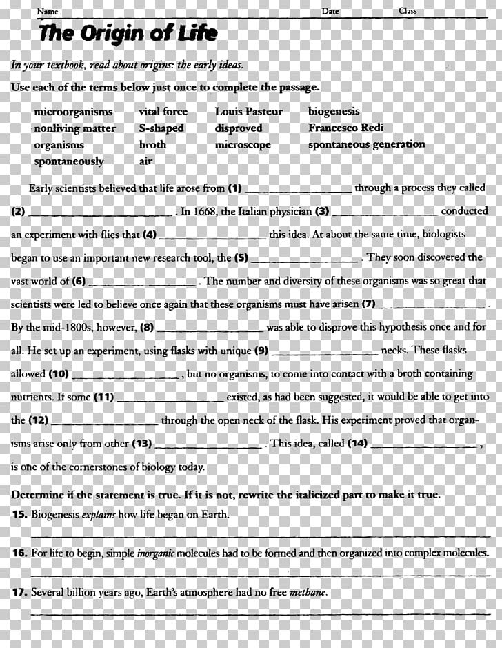Worksheet Evolution Biology Natural Selection National Secondary School PNG, Clipart, Area, Biology, Black And White, Charles Darwin, Darwinism Free PNG Download