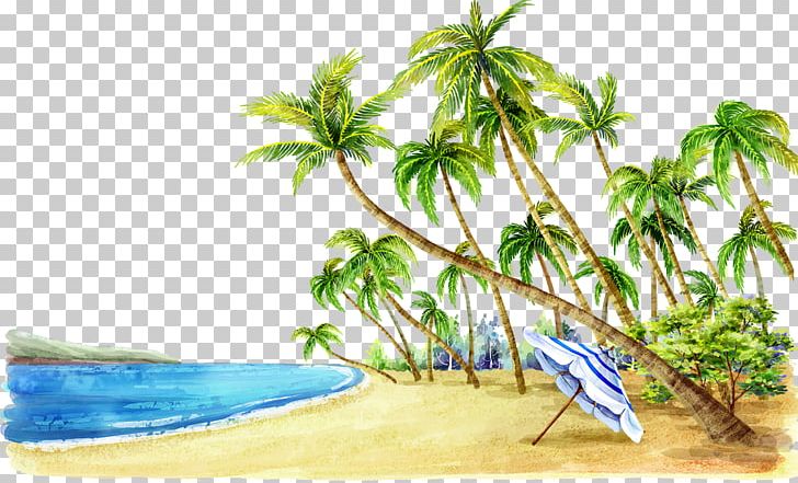 Beach Watercolor Painting Fukei Coconut Landscape Painting PNG, Clipart, Beach Vector, Cartoon, Cartoon Landscape, Christmas Tree, Color Free PNG Download
