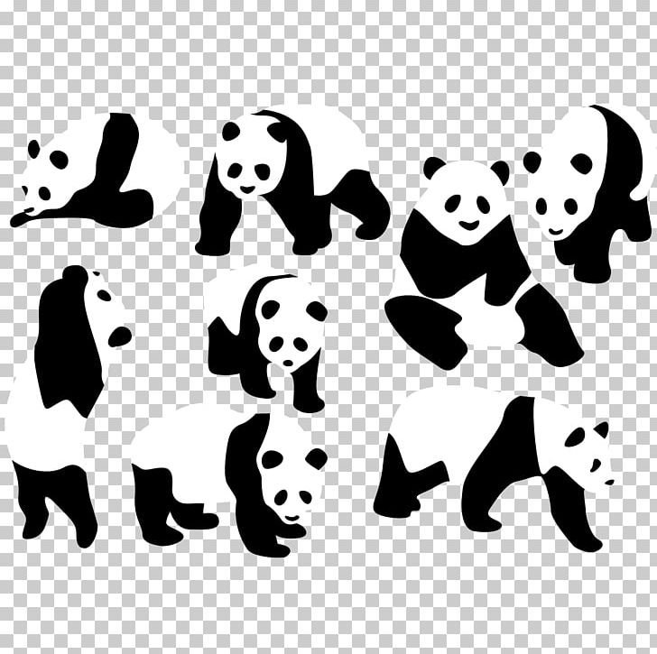 Panda Cow Giant Panda Silhouette PNG, Clipart, Animals, Black, Carnivoran, Cartoon, Cartoon Panda Free PNG Download
