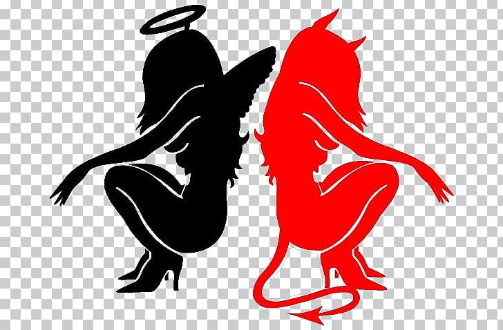 Devil Shoulder Angel Demon PNG, Clipart, Angel, Art, Artwork, Beak, Black And White Free PNG Download