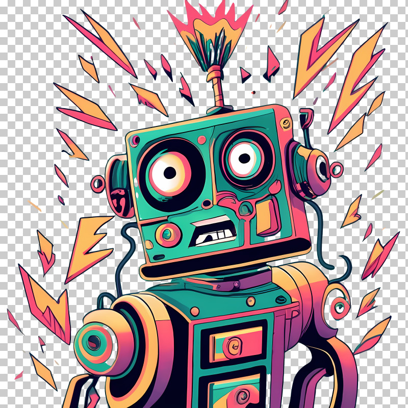 Cartoon Robot - Colorful Cartoon Exploding Robot PNG, Clipart, Bursting ...