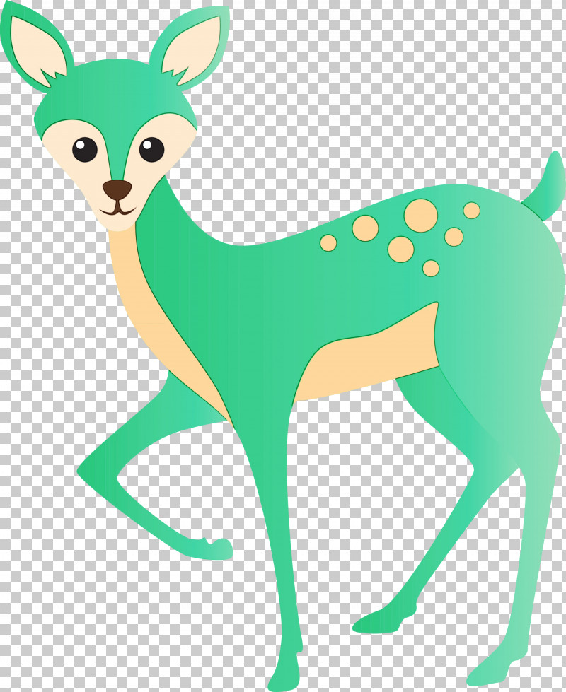 Green Deer Animal Figure Wildlife Tail PNG, Clipart, Animal Figure, Deer, Fawn, Green, Paint Free PNG Download
