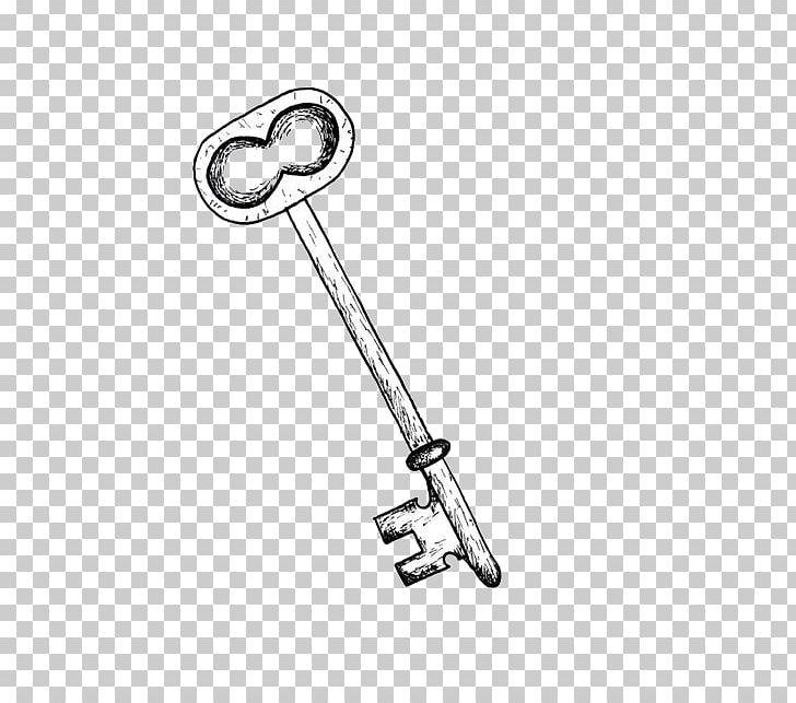 Drawing Skeleton Key PNG, Clipart, Angle, Art, Auto Part, Black And White, Body Jewelry Free PNG Download