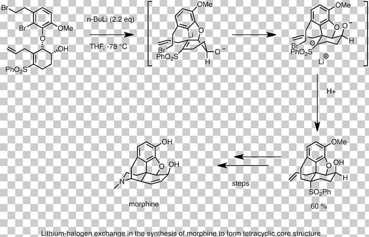 Organolithium Reagent Total Synthesis Of Morphine And Related Alkaloids Chemical Synthesis Wikipedia Reactivity PNG, Clipart, Angle, Area, Aryl, Auto Part, Black And White Free PNG Download