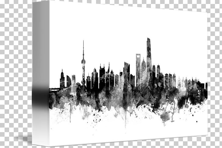 Skyline Shanghai Art Cityscape Poster PNG, Clipart, Art, Artist, Black And White, China Skyline, City Free PNG Download