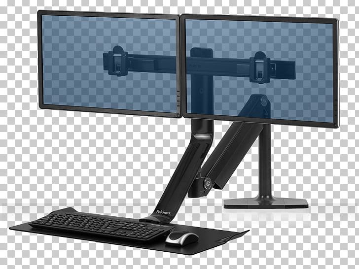 Sit Stand Desk Multi Monitor Computer Monitors Workstation Png