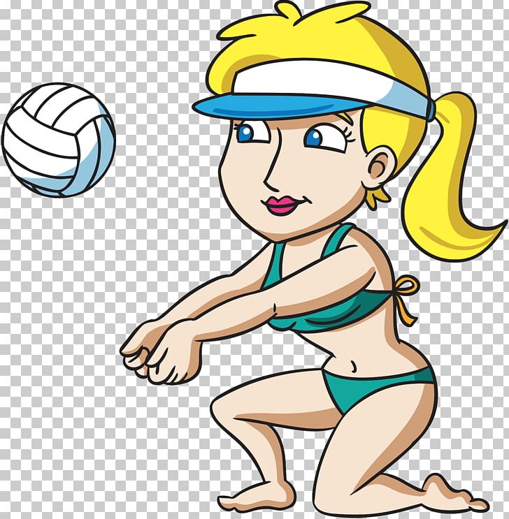 Beach Volleyball Woman Cartoon PNG, Clipart,  Free PNG Download