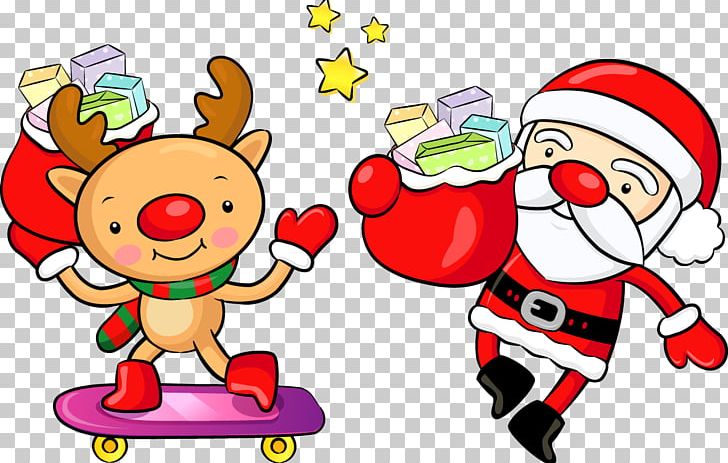 Santa Claus Reindeer Christmas Ornament PNG, Clipart, Adobe Illustrator, Christmas Decoration, Decorative, Deer, Elements Vector Free PNG Download