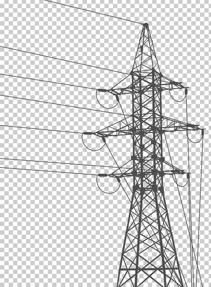 Overhead Power Line Electric Power Transmission Transmission Tower High Voltage PNG, Clipart, Angle, Black And White, Drawing, Electrical Supply, Electricity Free PNG Download
