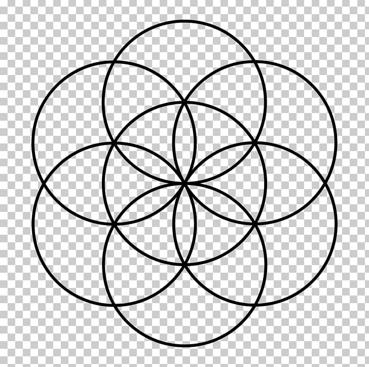 Sacred Geometry Overlapping Circles Grid Seed PNG, Clipart, Area, Black And White, Circle, Flower, Geometric Shape Free PNG Download