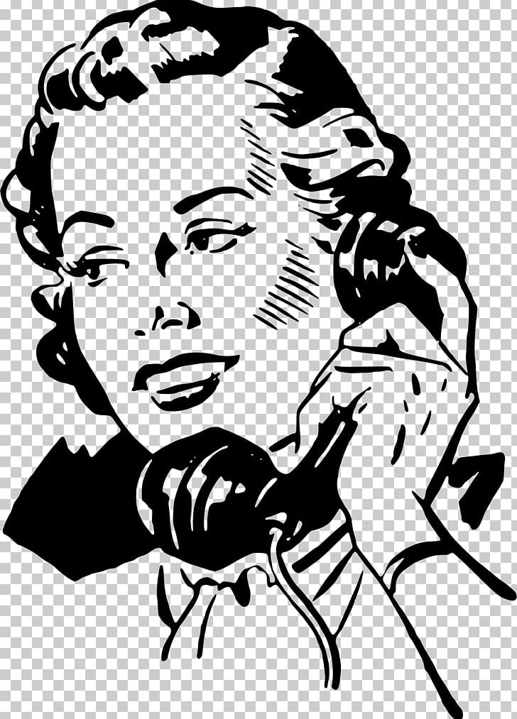 Telephone Mobile Phones Woman PNG, Clipart, Artwork, Black, Black And White, Emotion, Face Free PNG Download