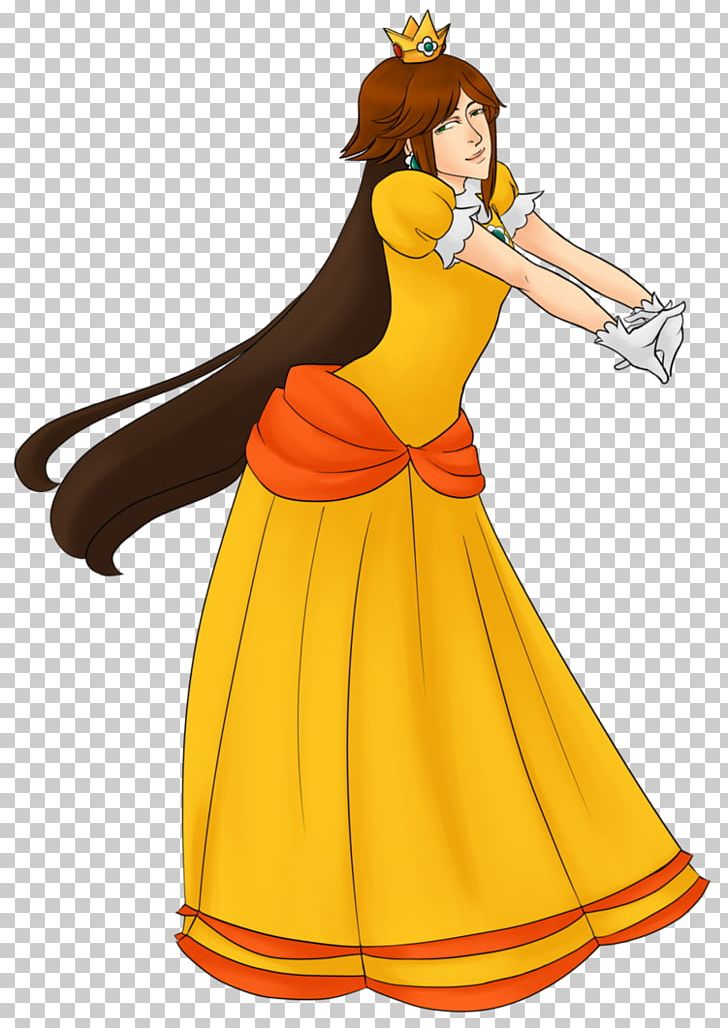 Princess Daisy Princess Peach Drawing Character PNG, Clipart, Art, Cartoon, Character, Clothing, Costume Free PNG Download