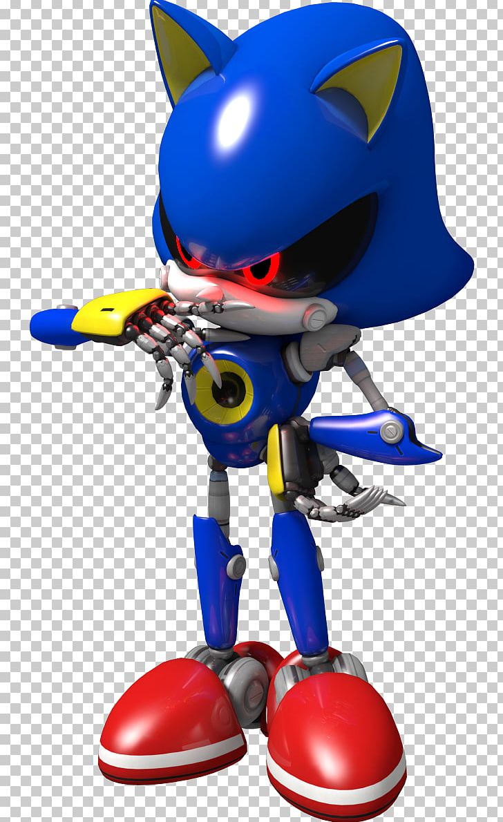 Metal Sonic D, blue and white robot cat character illustration