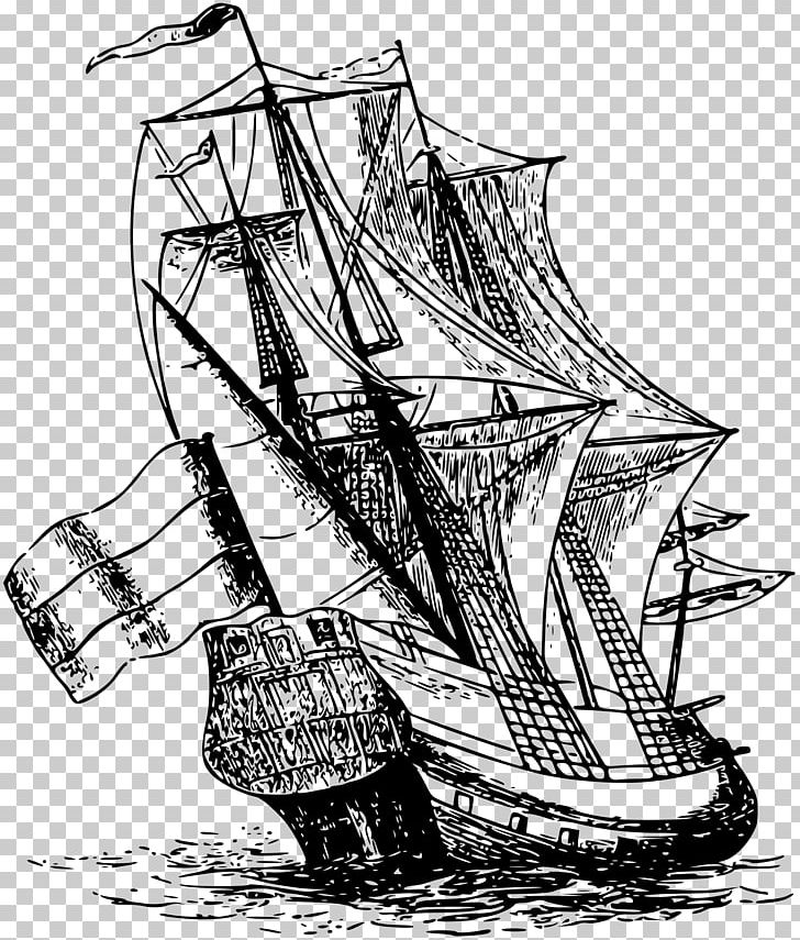 Netherlands Sailing Ship PNG, Clipart, Art, Artwork, Barque, Black And White, Boat Free PNG Download