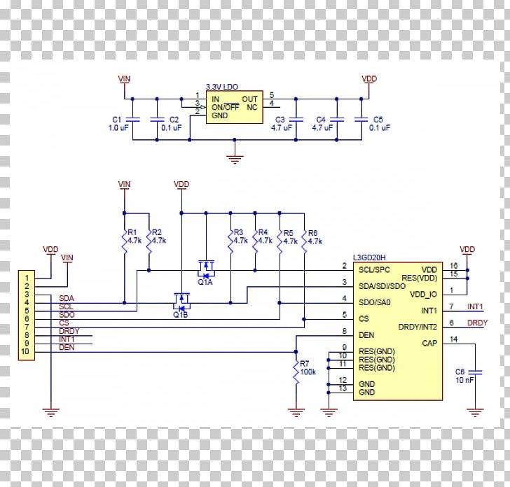 Module Gyro 3 Axes L3GD20H Avec Régulateur De Tension Pololu L3GD20H 3-Axis Gyro Carrier With Voltage Regulator Product PNG, Clipart, Angle, Area, Diagram, Electric Potential Difference, Electronic Circuit Boards Free PNG Download