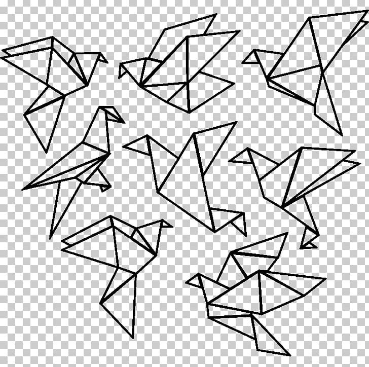Geometric Shape Sticker Origami Wall Decal Pattern PNG, Clipart, Adhesive, Angle, Area, Bird, Black And White Free PNG Download