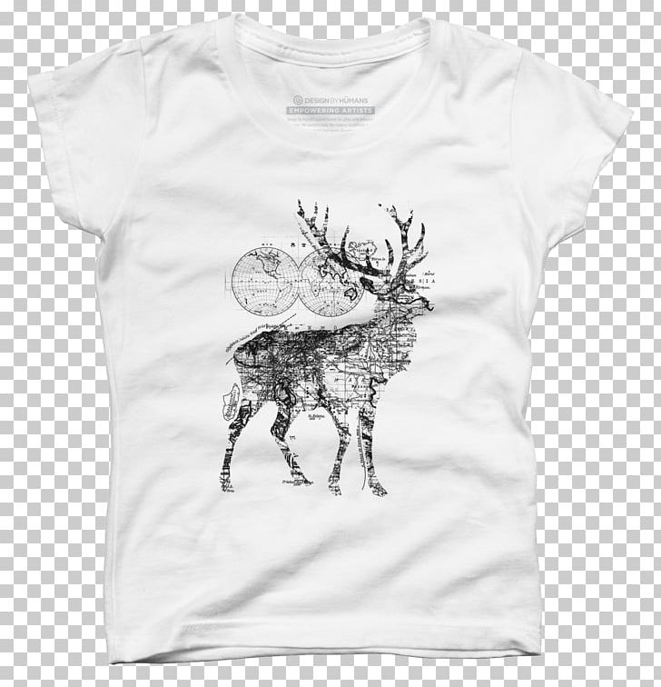 T-shirt Paper Drawing PNG, Clipart, Antler, Art, Black And White, Black And White Girl, Clothing Free PNG Download
