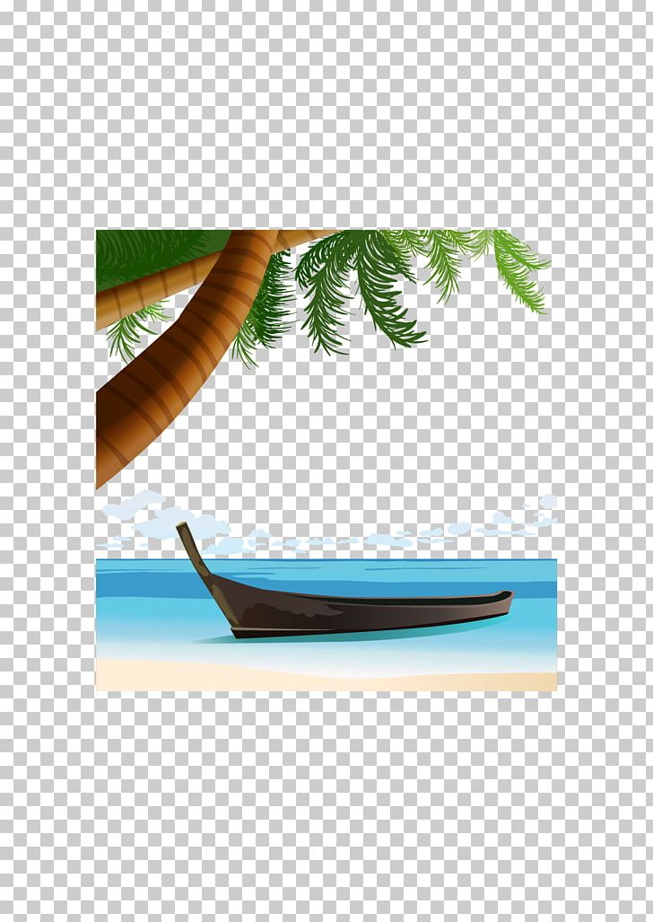 Beach Coconut Euclidean PNG, Clipart, Adobe Illustrator, Arecaceae, Artworks, Boat, Christmas Tree Free PNG Download