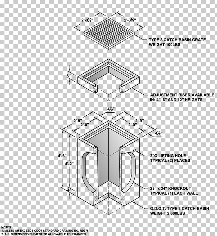 Precast Concrete Manhole Stormwater Gutters Drainage PNG, Clipart, Angle, Astm International, Black And White, Concrete, Drainage Free PNG Download