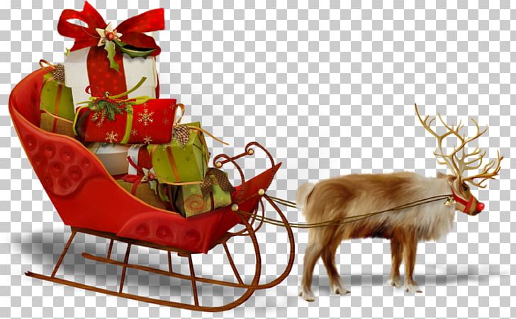 Santa Claus Reindeer Père Noël Christmas Day Sled PNG, Clipart,  Free PNG Download