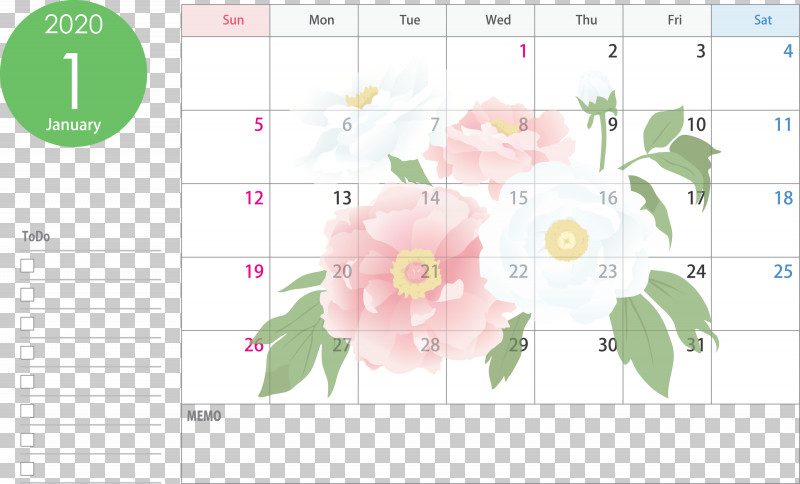 January 2020 Calendar January Calendar 2020 Calendar PNG, Clipart, 2020 Calendar, Floral Design, Flower, January 2020 Calendar, January Calendar Free PNG Download
