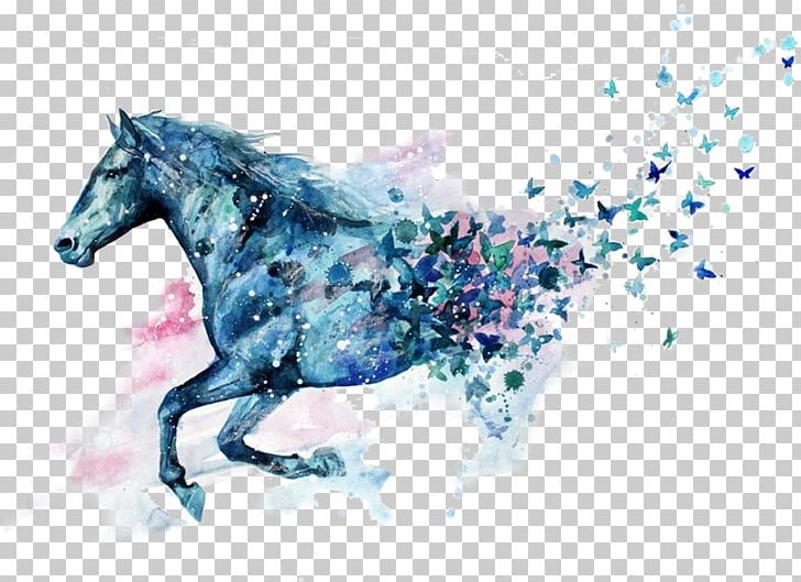Little Blue Horse Watercolor Painting Drawing PNG, Clipart, Animals, Art, Bridle, Deviantart, Horse Free PNG Download