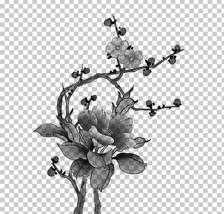 Chinese Painting Bird-and-flower Painting Ink Wash Painting 国画人物 PNG, Clipart, Birdandflower Painting, Black And White, Blossom, Branch, Chinese Painting Free PNG Download